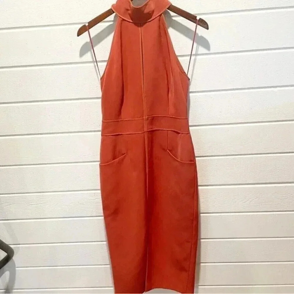 C/Meo Collective Stolen Midi Dress in Rust Halter Neck Sleeveless Size Small - Picture 7 of 13
